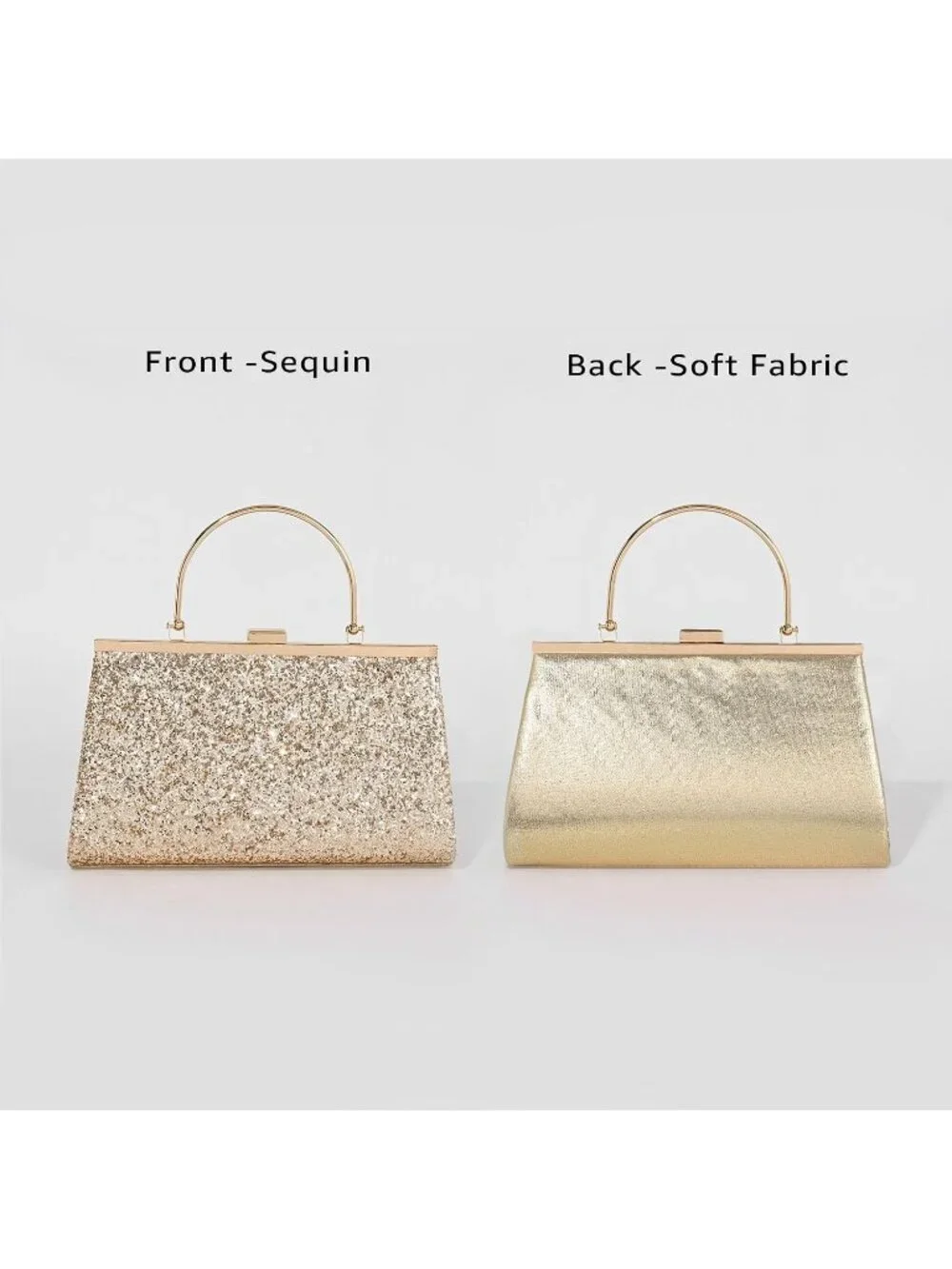 Women's Sequin Gold F Glitter Pleated Clutch Purse Sparkly Wedding Evening Bag